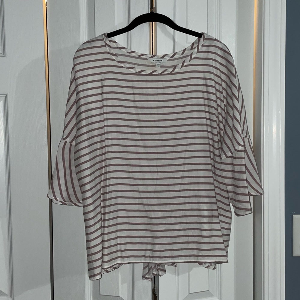 Express striped tie-back blouse